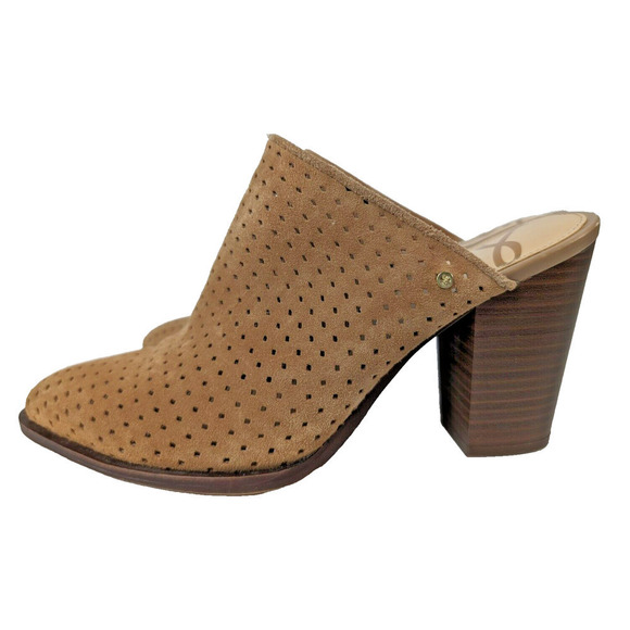 Sam Edelman Shoes - SAM EDELMAN Bates Suede Leather Heeled Mule Slide 9M Caramel Western Cowgirl